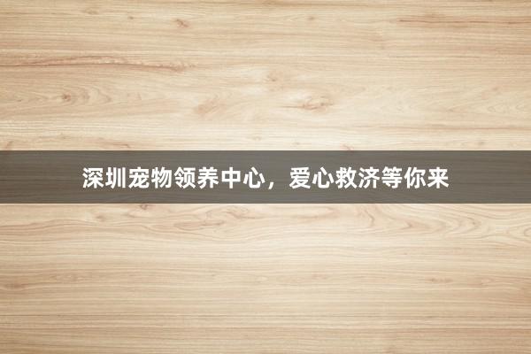 深圳宠物领养中心，爱心救济等你来